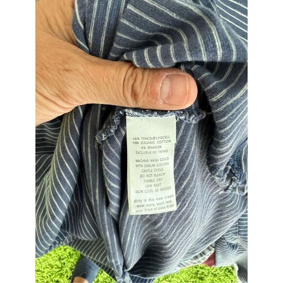 Toad & Co slate blue and gray striped long sleeve v-neck top/tunic  S - Picture 3 of 4